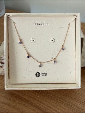 NWOT bluboho Wildflower Tanzanite Petal Necklace 14k Gold